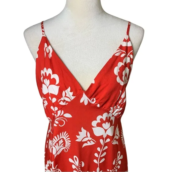 YAS Red Tropical Floral Boho Maxi Dress XL | Resort‎ Beach Vacation Sundress NWT - Image 2