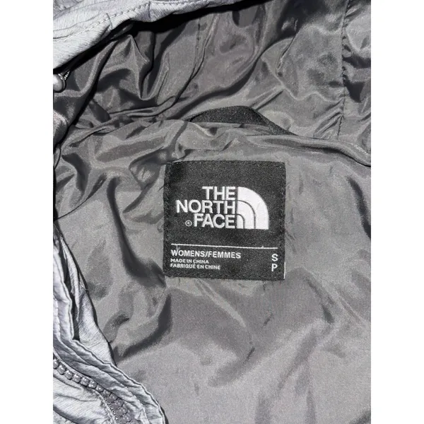 THE NORTH FACE Women's 550 Goose Down Hooded Zip Quilt Puffer Gray Coat Size S - Image 8