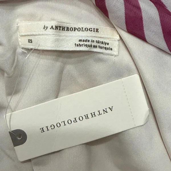Anthropologie Off-The-Shoulder Mesh Maxi Dress Bodycon Ruched XS Pink White- NEW - Image 9