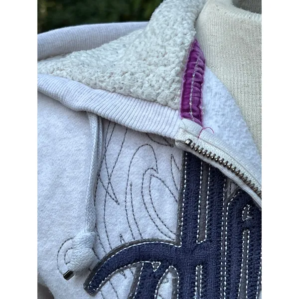 Women's M Harley Davidson Embroidered Zip Front Sherpa Lined Hoodie - Image 5