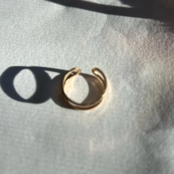 3/$20 Classic Gold Tone Double Stacked Thin Open Ring Size 6/7 Yellow - Image 3