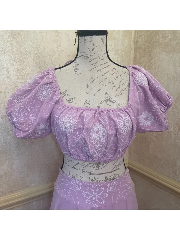 Free People Lotus Orchid Purple Sz. Small Set Skirt and crop top 100% cotton - Image 8