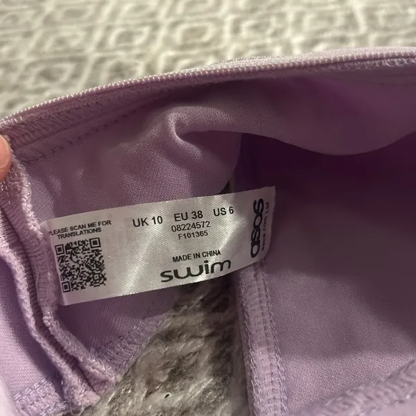 ASOS Swim Purple Bandage Two Piece‎ Swim Set Size 6 - Image 6