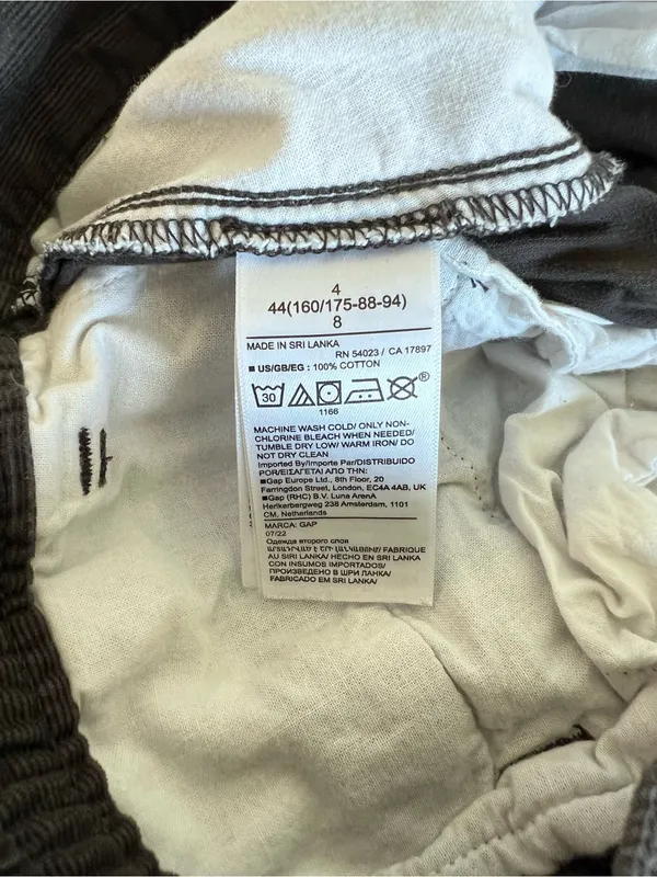 GAP Women's High Waisted Tapered Corduroy Pants Brown Noir Pleated Front‎ - Image 5