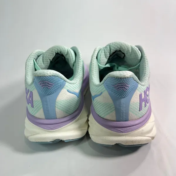 HOKA ONE ONE Clifton 9 Wide Running Shoes Women 9D Sunlit Ocean Lilac Mist - Image 10