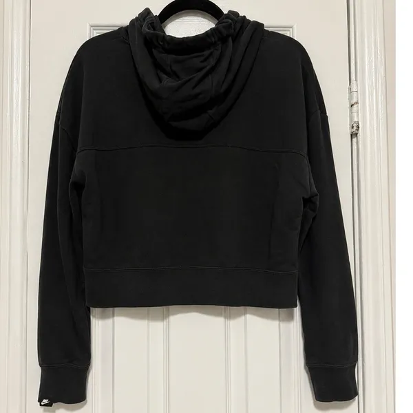 Nike Metallic Gold Silver Graphic Cropped Hoodie Black Size Small - Image 3