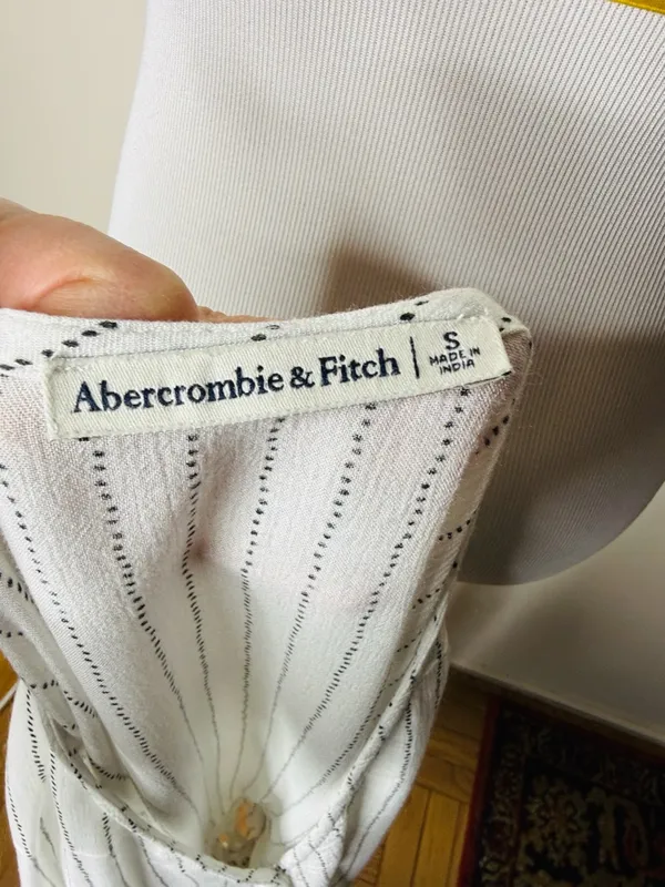 Abercrombie White and Black Striped Wrap Front Bodysuit - Image 4