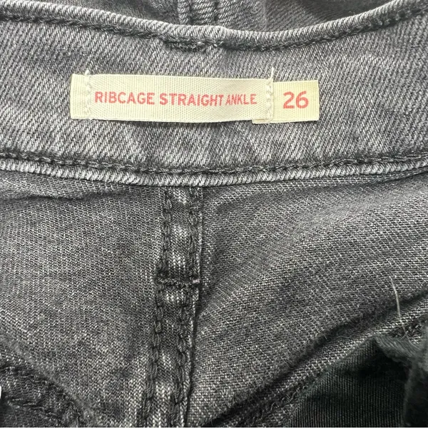 Levi’s Ribcage Straight Ankle Jeans 26 Gray Black Super High Rise Button Fly - Image 5