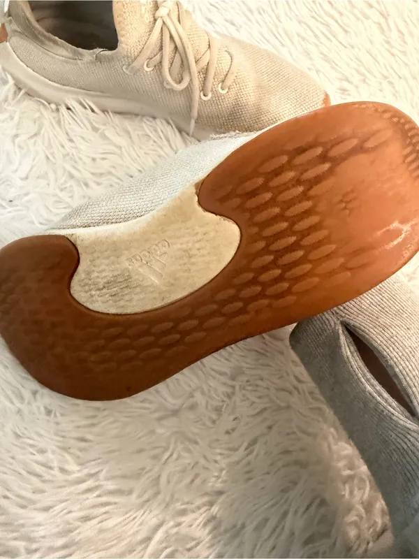 Adidas Cloudfoam Knit Sneakers Beige Gum Sole Women's US 9.5 - Image 4