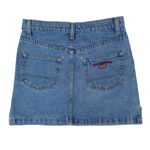 Polo Jeans Co‎ Ralph Lauren Denim Mini Skirt Womens 4 Blue Side Slit Y2K 90s - Image 2