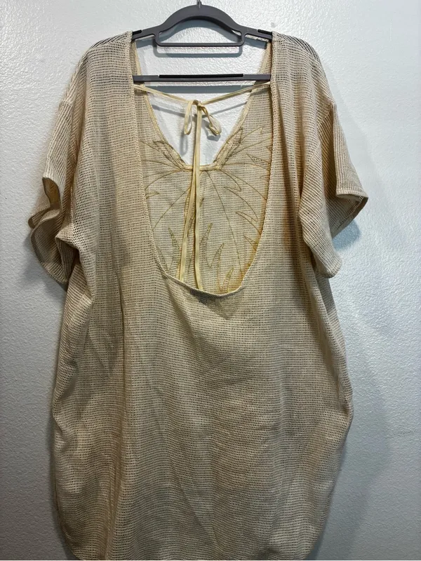 CELANDINE EMBROIDERED SHEER MESH MINI DRESS Cover Up Small - Image 6