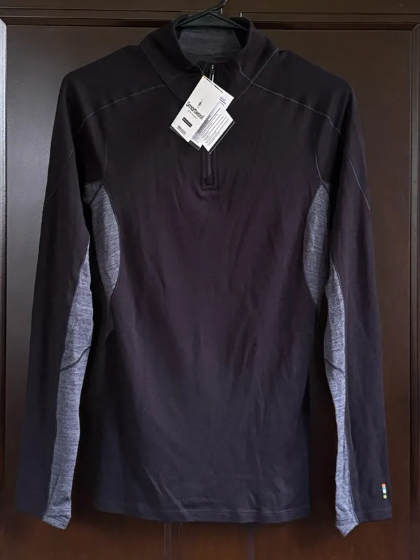 NWT SmartWool Sport 250 Merino Long Sleeve 1/4 Zip Top Black Grey Size Small - Image 3