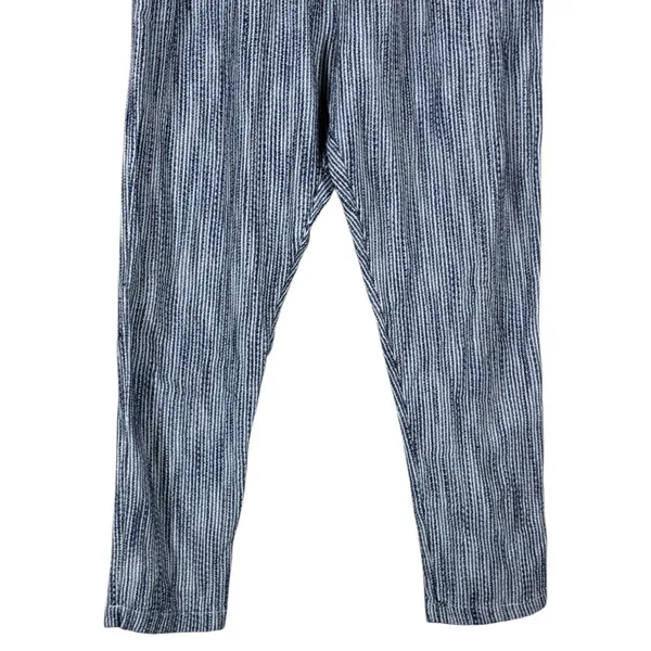 Free People High Rise Vertical Stripe Tapered Leg Cotton Pants Blue White Size 6 - Image 3