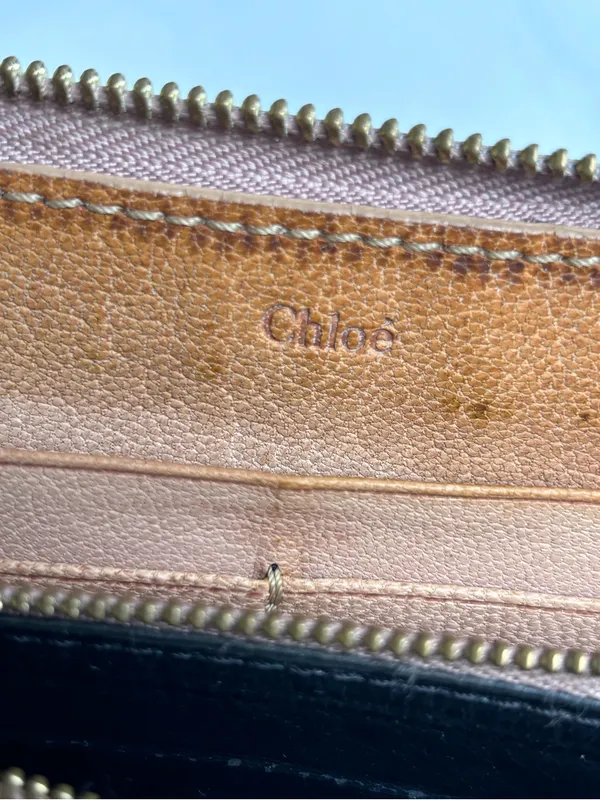 Chloé Eclipse Zip Around Continental Wallet Vintage Tan Leather Gold Hardware - Image 10