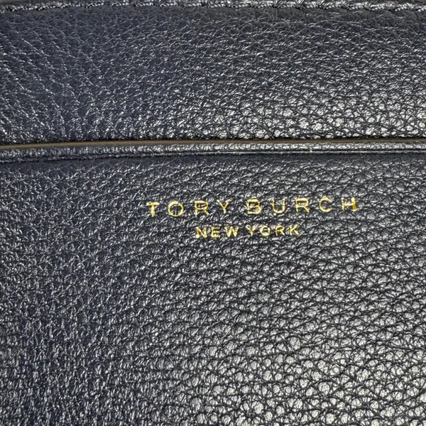 Tory Burch Thea Navy Pebbled Leather Tassel Clutch Bag Gold Hardware - Image 3
