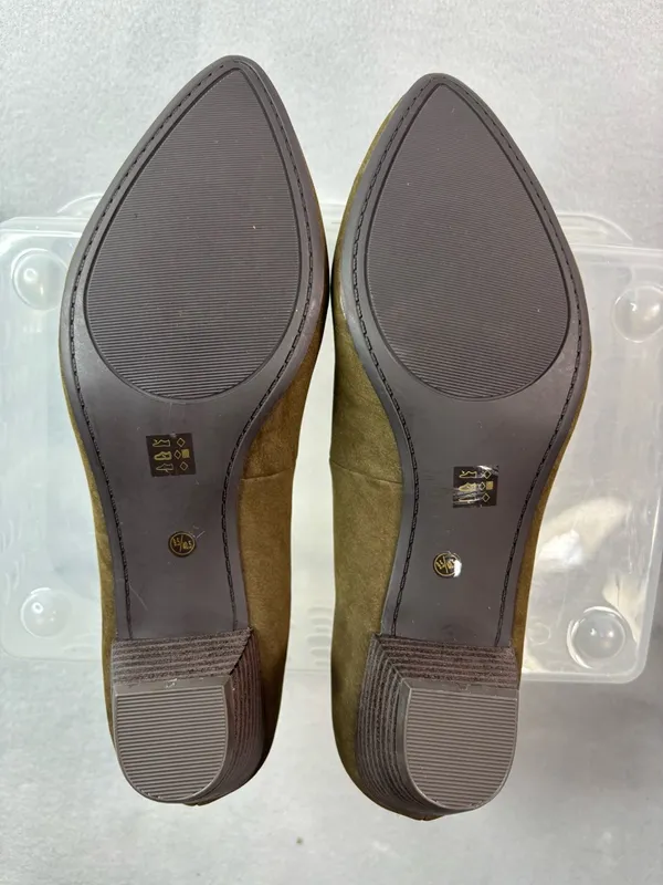 CL Chinese Laundry 9.5 Workwear Olive Pumps Suede Pointed-Toe Padded Heels Shoes - Image 2