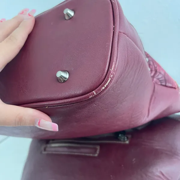 Y2K Red Burgundy Faux Tooled Leather Western Studded Shoulder Bag - Image 13