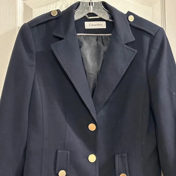 Calvin Klein‎ Womens Navy Military Style Blazer Jacket Gold Buttons - Image 9
