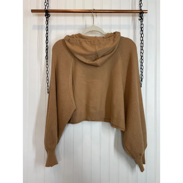 Lulus Casual Cozy Light Brown Balloon Sleeve Pullover Hooded Sweater Size XS - Image 4