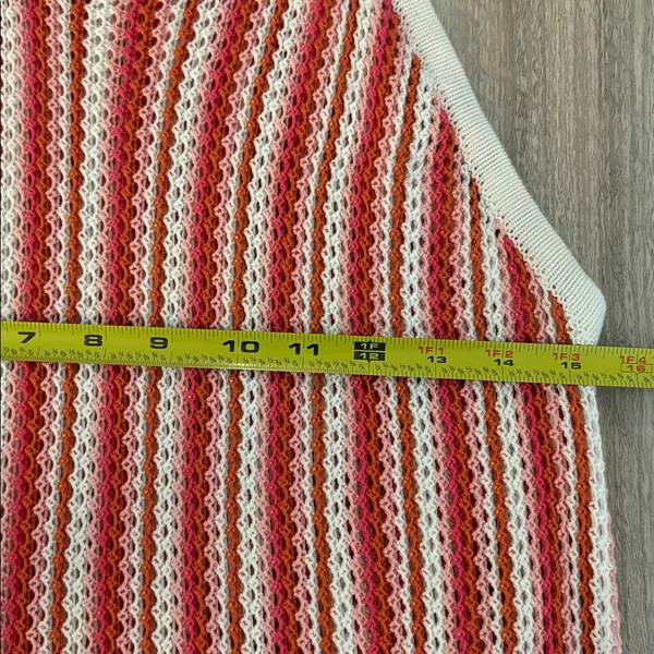 C&C California Knit Tank Coverup Dress Size Large Pink White Orange - Image 4