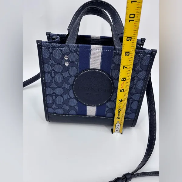 Coach Navy Signature Canvas Mini Satchel with Stripe - Image 9