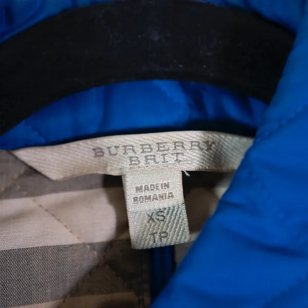 Burberry Brit Women's Button Front Collared Quilted Lightweight Jacket Blue XS - Image 2