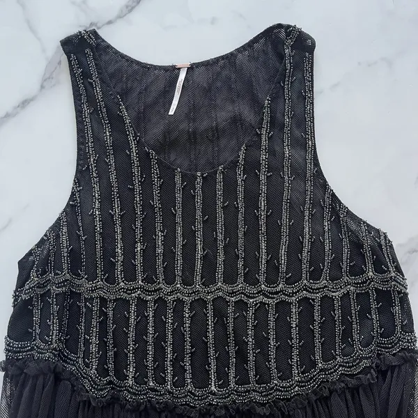 Free People Raindrop Embellished Tunic Top Sz Small Boho Festival Retro sheer - Image 6