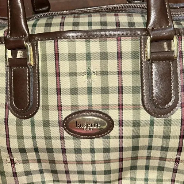 Lasserre Paris Unisex Vintage Checkered Boston Bag - Image 8