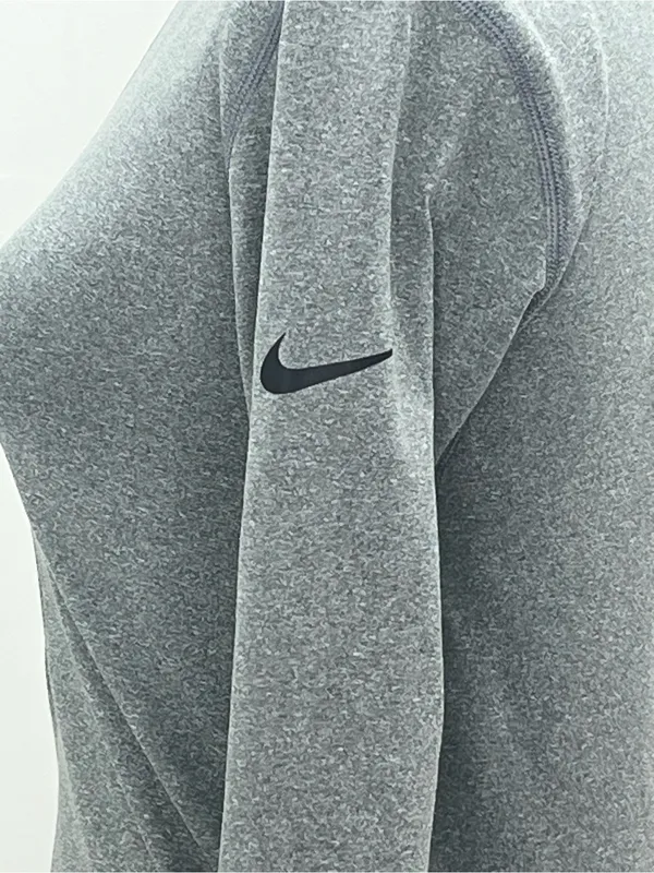 Nike Pro Dri-FIT Womens Gray Half-Zip Pullover Mock Neck w/Thumbholes Medium - Image 4