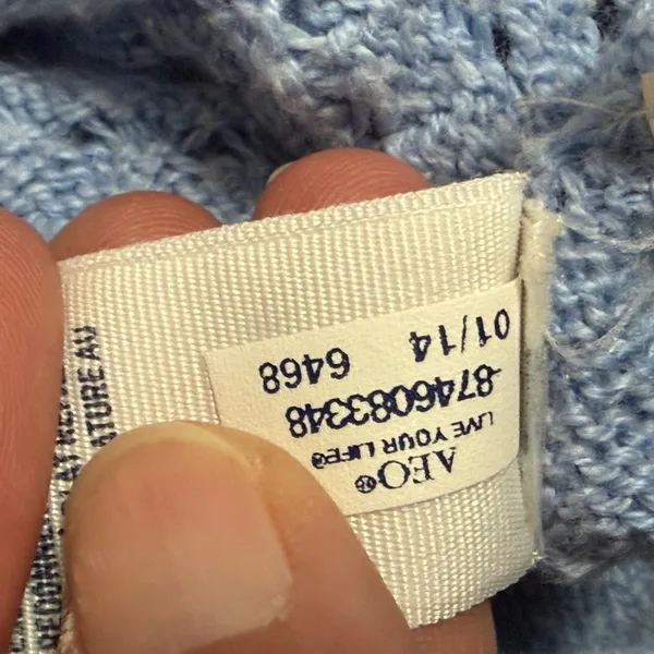 American Eagle Sweater Small Blue Back Zipper Open Knit Raglan Scoop Neck - Image 9
