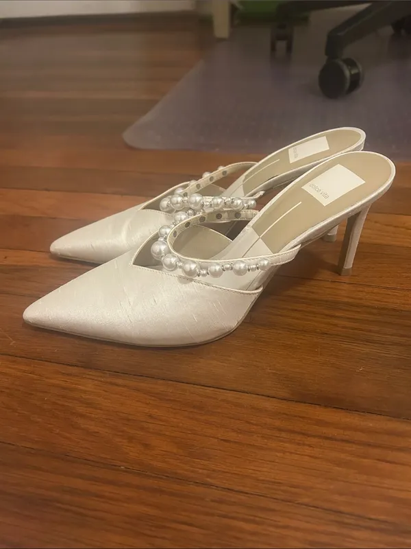 Dolce Vita Ivory Pearl-Embellished Pointed Toe Mules - Image 2