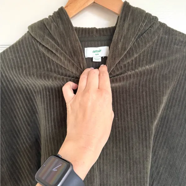 Aerie Groove on Offline Oversized Ribbed Olive Green pullover Sweater Hood M - Image 7