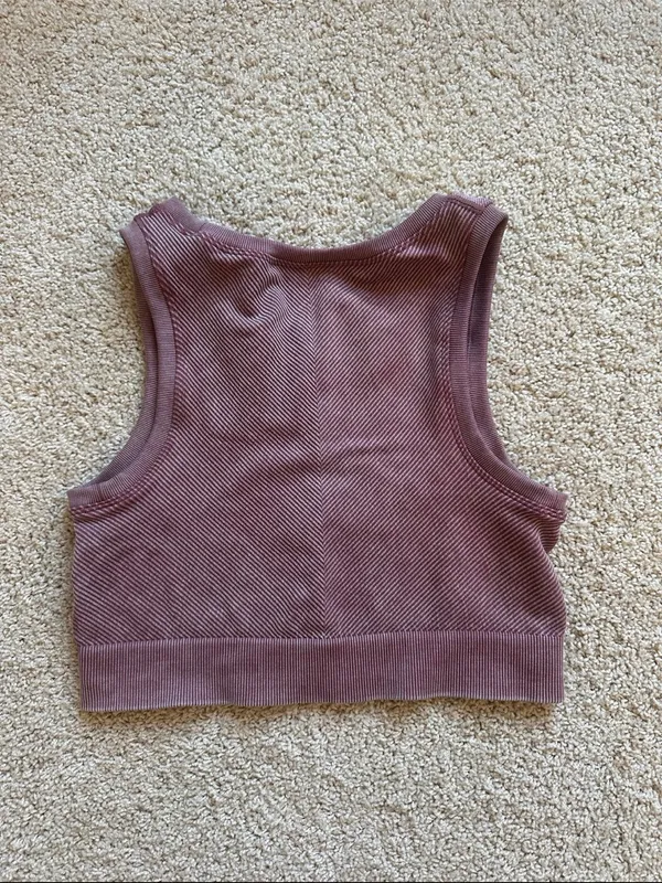 aerie Mauve Cropped Seam-Detail Sports Tank - Image 2