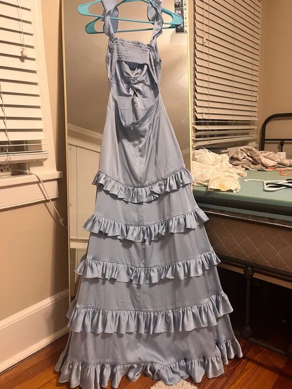 Altar d state alanamarie Elegant Light Blue Ruffle Maxi Dress XS - Image 2