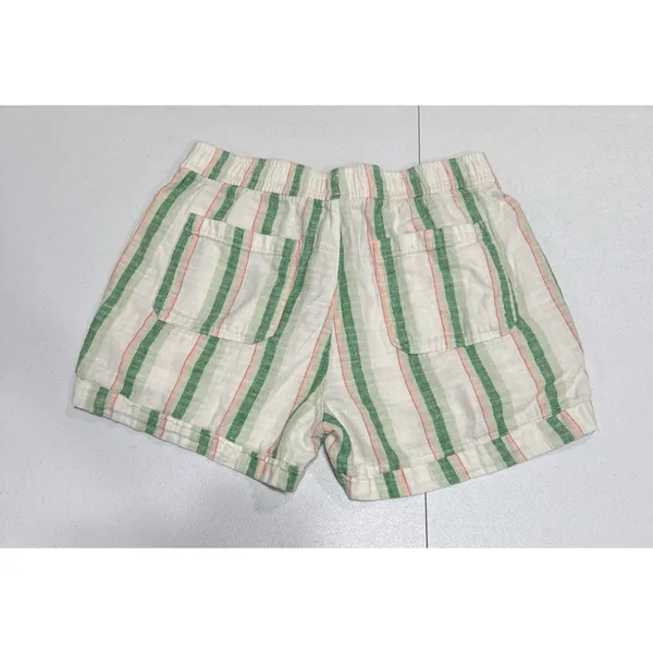 Old Navy High Rise Linen Blend Shorts Womens S Pull On Cuffed Green Multi Stripe - Image 2