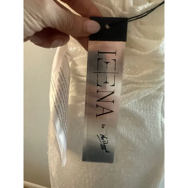NWT IEENA for Mac Duggal White Sequin Wrap Gown Size 4 Style 26598 - Image 6