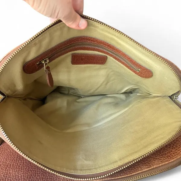 Vintage Polo Ralph Lauren Shoulder Bag Brown Pebbled Leather Triple Compartment - Image 6