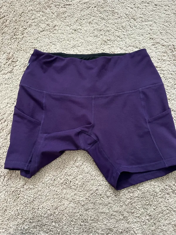 ODODOS Power Flex Yoga Shorts Tummy Control Workout Running Shorts Deep Purple L - Image 4