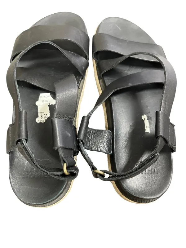 Sorel wms black leather open toe casual sandals shoes sz8 SKU 9997 - Image 10