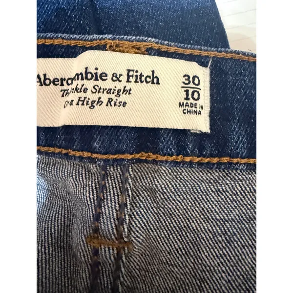 Abercrombie‎ & Fitch High Rise Straight Jeans Dark Wash Cropped 30 Y2K - Image 5