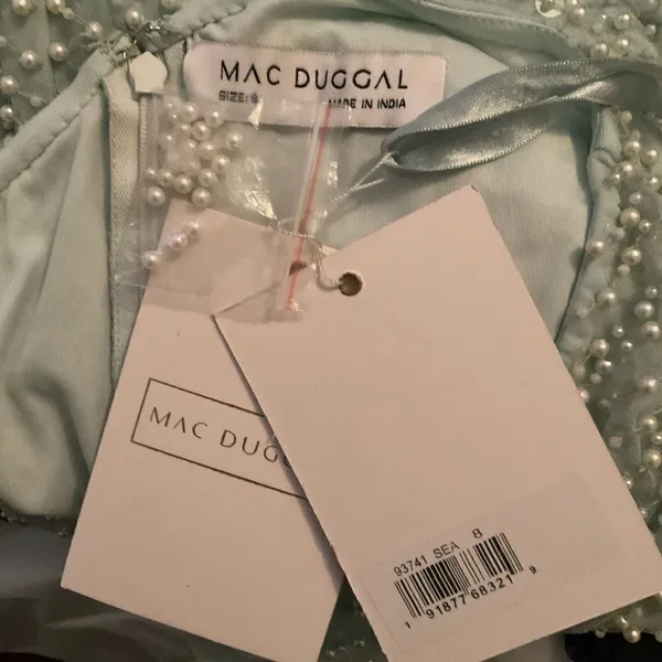 MAC DUGGAL Blue One Shoulder Asymmetrical Hem Dress - Image 15