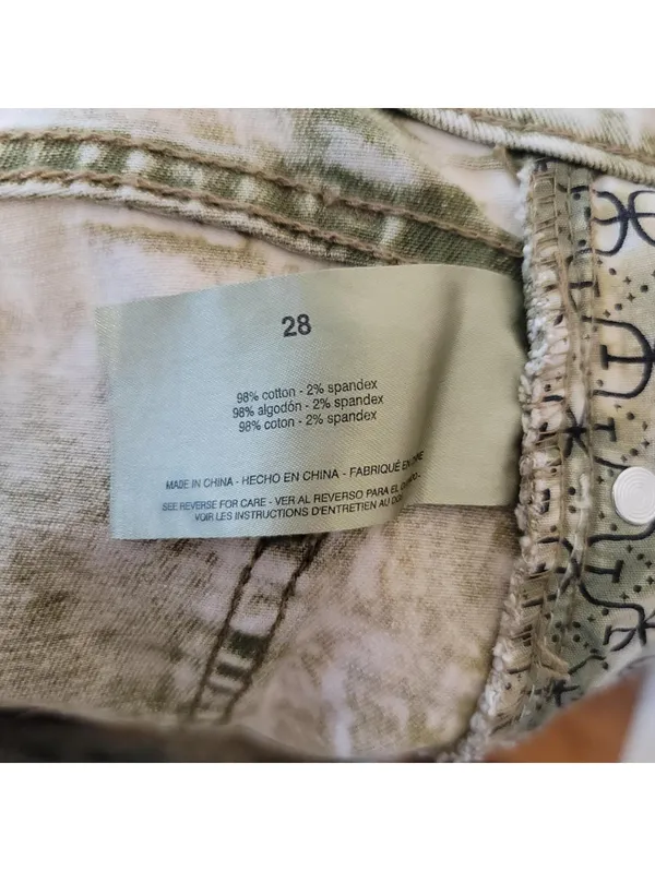 Sam Edelman Bay Flare Jeans Moss Green & Sand Sz 28 Grunge - Image 4