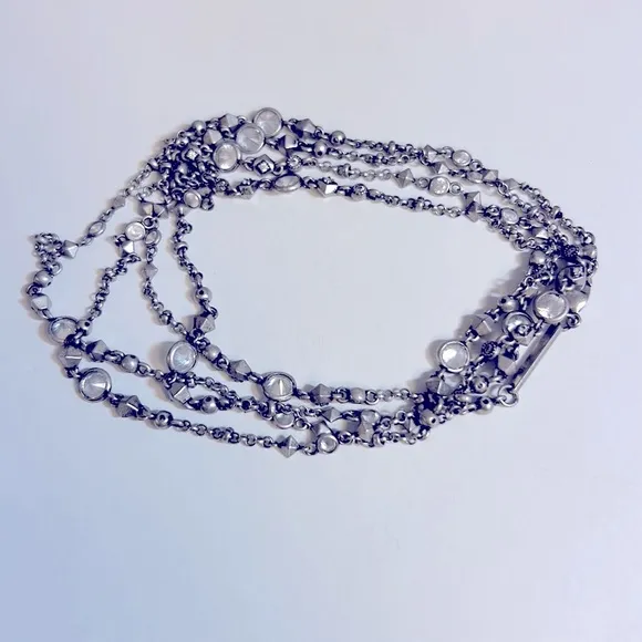 Kendra Scott Antique Silver Crystal Single‎ Strand Satellite Necklace - Image 3