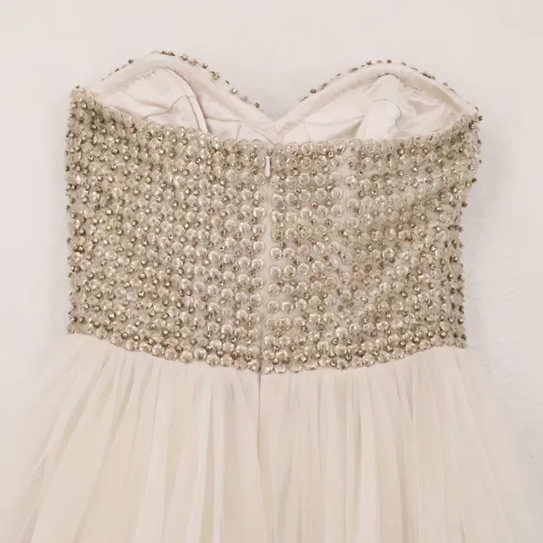 Beaded Crystal Tulle‎ Strapless Gown Womens Size 0 Prom Formal Y2K Wedding Dress - Image 10