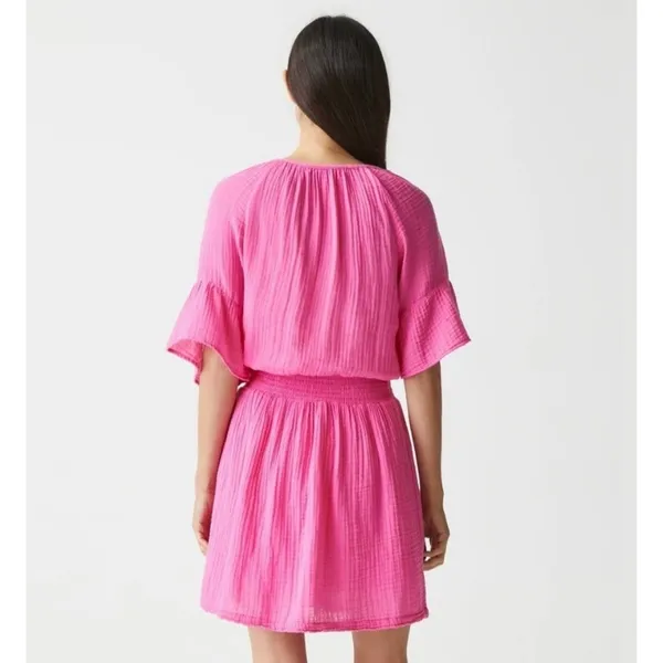 NWT Michael Stars‎ $168 Katelyn Mini Dress WildBerry Gauze Smocked Cotton Size S - Image 5