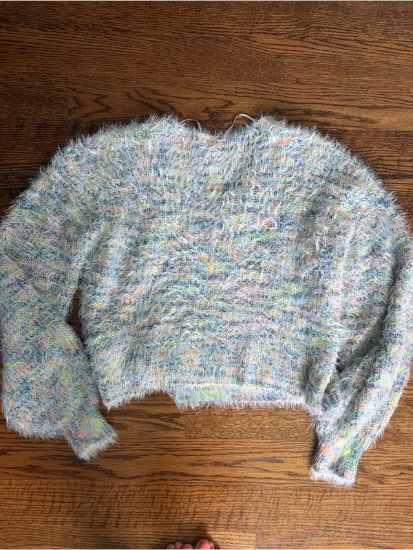 Free People Balloon Sleeve Fuzzy Gelato Pullover Sweater Pastel Size S - Image 7
