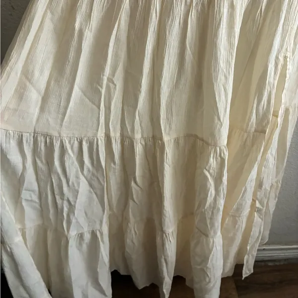 Windsor Cream Front Slit Tiered Maxi Skirt S - Image 5