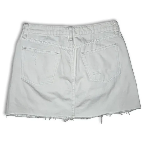 We The Free Skirt 31 White Distressed Denim Button Fly Pockets Free‎ People - Image 3