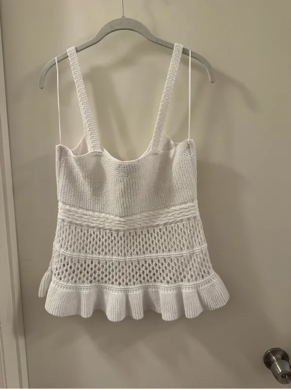 Zara Cream Knit Camisole with Ruffled Hem - Image 4