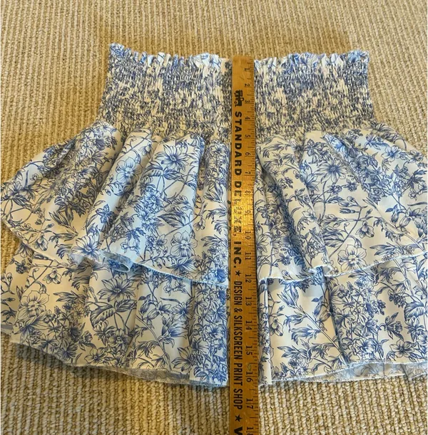SHEIN L blue floral tiered skirt - Image 3